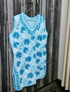 Blue Embroidered Top