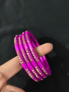 Purple & Gold Stone Lac Bangle Set💜
