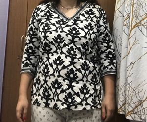 White Black Short Kurti