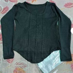 Chic Black Long Sleeve Corset Top