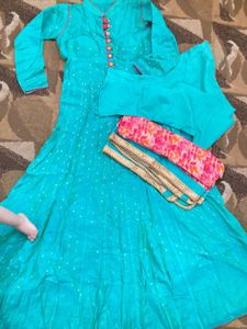 Teal Anarkali Suit Set