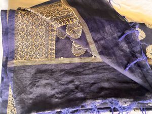 Elegant Navy Blue Banarasi Dupatta