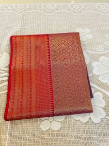 Red and Gold Kanjivaram Saree💜😇❤️