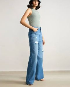 Wide Leg Distressed Jeans