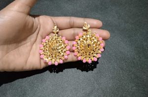Elegant Gold & Pink Earrings