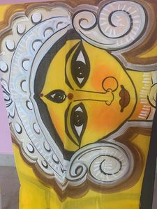 ♥️Durga Face Hand Printed Saree❤️‍🔥