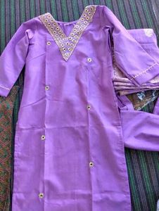 Lavender Embroidered Kurta Set