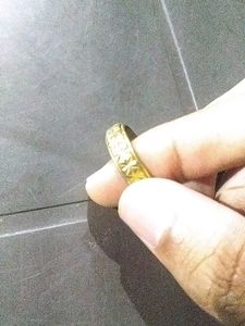 Golden Silver And Blue Designed Ring