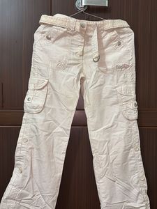 adjustable white cargo jeans
