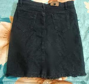 Button-Front Denim Skirt