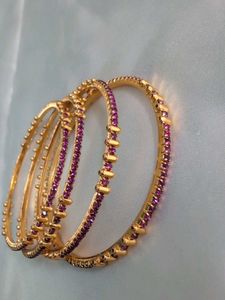 Gold Plated Bangles (Set of 4)