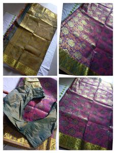 Kanjeevaram Semi Silk Saree Double colour shining