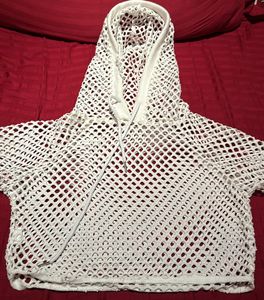 white mesh pattern hoodie