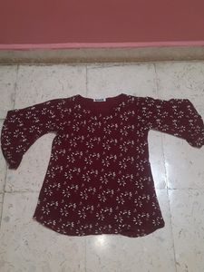 Size S, Soft Material With Bell Sleeves Top To Wea