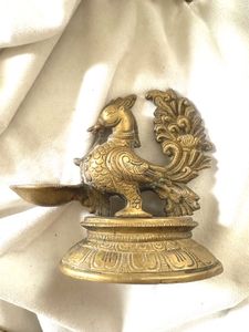 Antique Brass Peacock Diya
