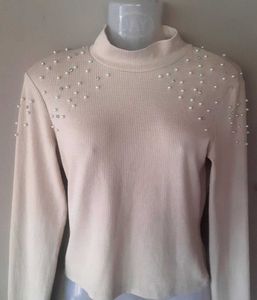 Pearl Embellished Knit Top