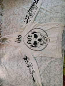 Boy London Black Skull Printed White Hoodie