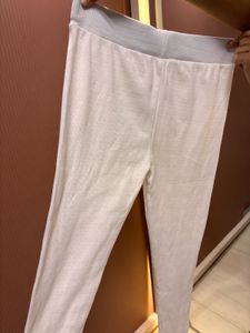 White Ribbed Leggings