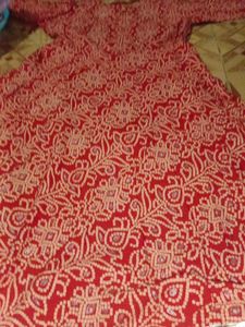 Red Bandhani Print Saree