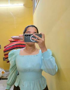 Stylish Blue Puff Sleeve Top