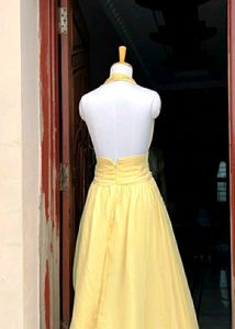 Yellow Halter Neck Hollywood Gown