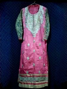 Embroidered Long Kurta & Churidar Set For Women
