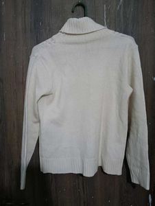 pure white Knit Turtleneck Sweater
