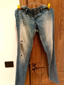 Benetton Ripped Low Rise Women Jeans Size 30