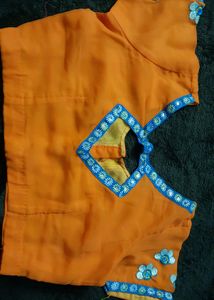 Orange Blue Blouse