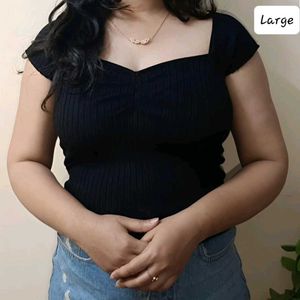 Black Sweetheart neck ribbed top 🖤🔥