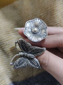 Floral and butterfly Silver Ring