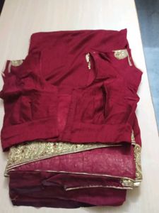 Maroon Embroidered Saree