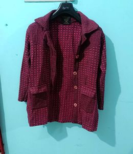 Burgundy Knit Coat