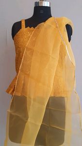 Yellow Suit With Sarara Pant &amp; Dupatta |