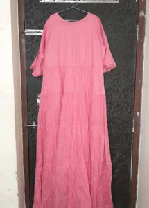 Pink Tiered 1 piece dress/kurti