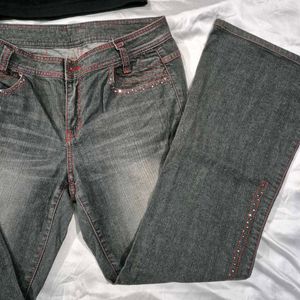 Low Waist Bootcut Denim Jeans Y2k