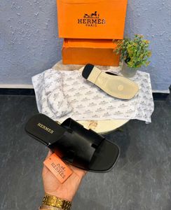 Hermes Black Leather Sandals