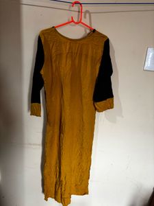 Pretty mustard and black colour kurta - 2XL