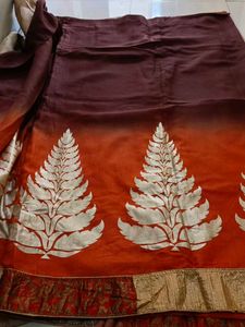 🆕Orange And Beige Saree