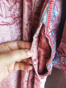 Silk Velvet Phiran from Kashmir, Embroidered