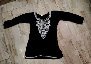 Embroidered Black Kurta