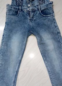 Jeans With Shoulder Belt For Girl