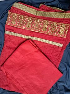 Tomato Red 3 Piece Unstitched Suit