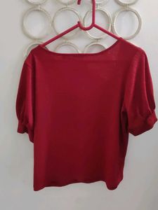 Rust Orange Top With Baloon Sleeves