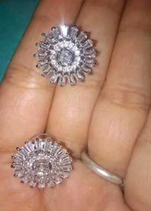 Sparkling Silver Sunflower Stud Earrings