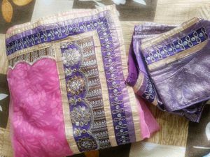 Pink Floral Saree with Embellished Border