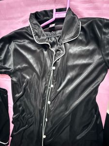 Silky Black Pajama Set
