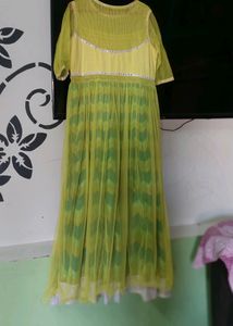 Yello N Green Gown With Duppata