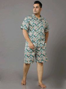 Tropical Print Shirt & Shorts Set