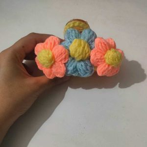 Crochet Flower Hair Claw Clip